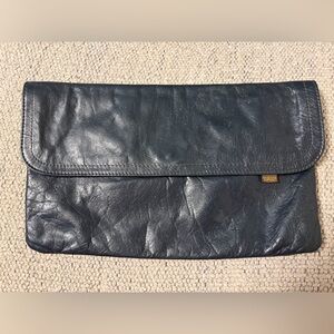 SAS Genuine Leather Navy Blue Clutch Wallet Organizer Vintage Soft Leather